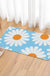 Feblilac White Daisy Green Bath Mat