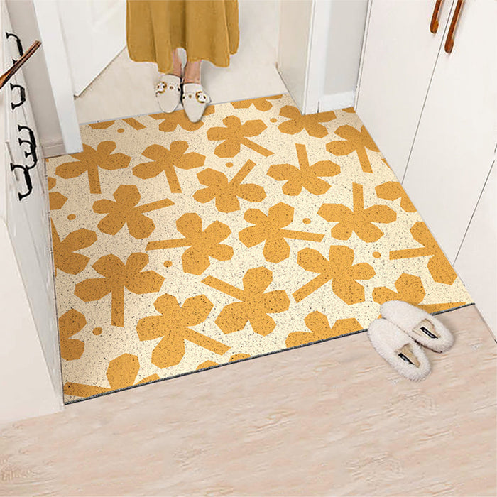 Yellow Flower Pattern Entrance Door Mat