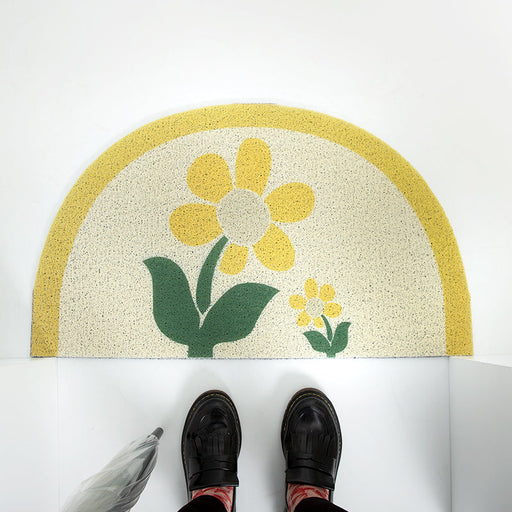 Yellow Flower Semicircle Door Mat