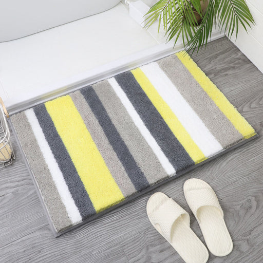 Feblilac Yellow Stripe Bath Mat Rug