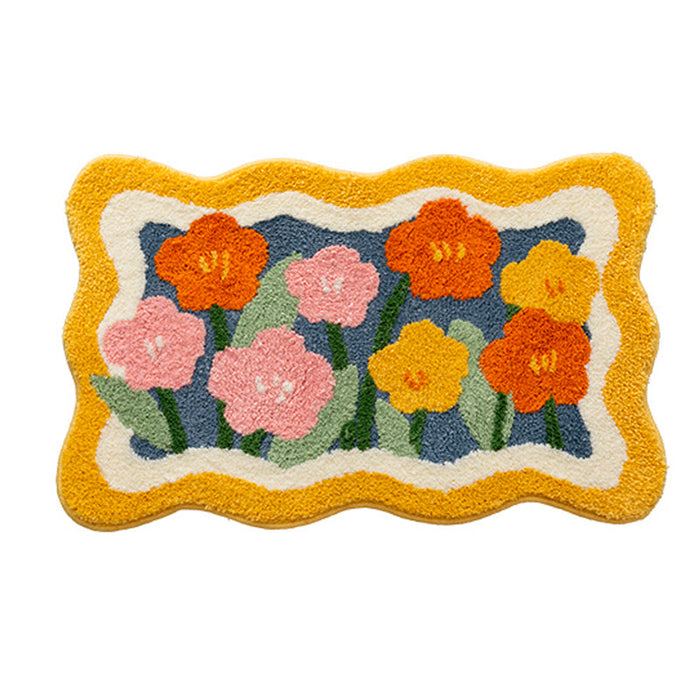 Lovely Flowers Bath Mat, Cute Floral Bathroom Rug, Multiple Sizes Available