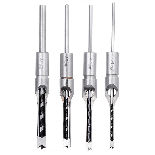 Drillpro 6.35/7.94/9.5/12.7mm Woodworking Square Hole Drill Bit Mortising Chisel 1/4 to 1/2 Inch