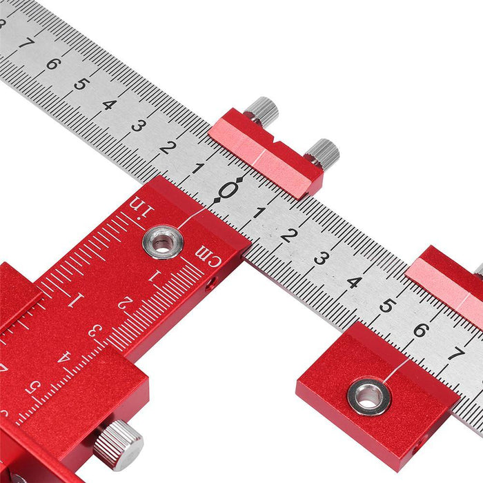 Drillpro Red Aluminum Alloy Metric/Inch Cabinet Hardware Jig 4mm 5mm Drill Guide Cabinet Handle Template Jig