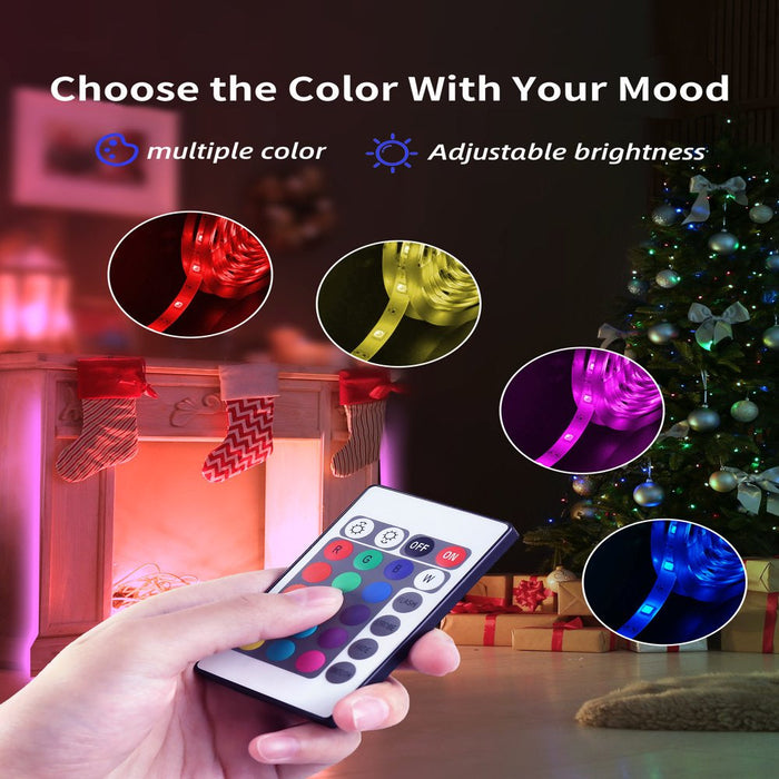 Multi-Color Multi-White Waterproof 32Ft RGB Color Changing LED Light Strip with Remote Control Halloween and Christmas Decoration