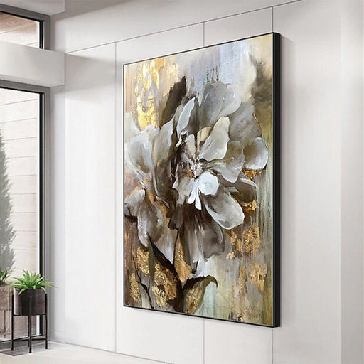 Flower Wall Decor Art Poster Ocean Seaside Thick Gray And Black Oil Painting Simple Design Wall Art, Unframed.