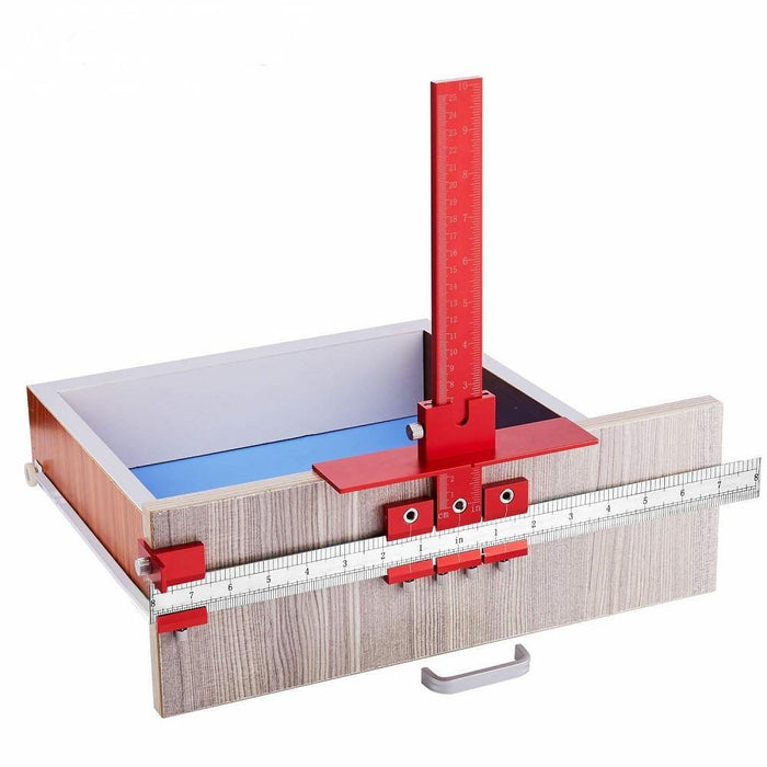 Drillpro Red Aluminum Alloy Metric/Inch Cabinet Hardware Jig 4mm 5mm Drill Guide Cabinet Handle Template Jig