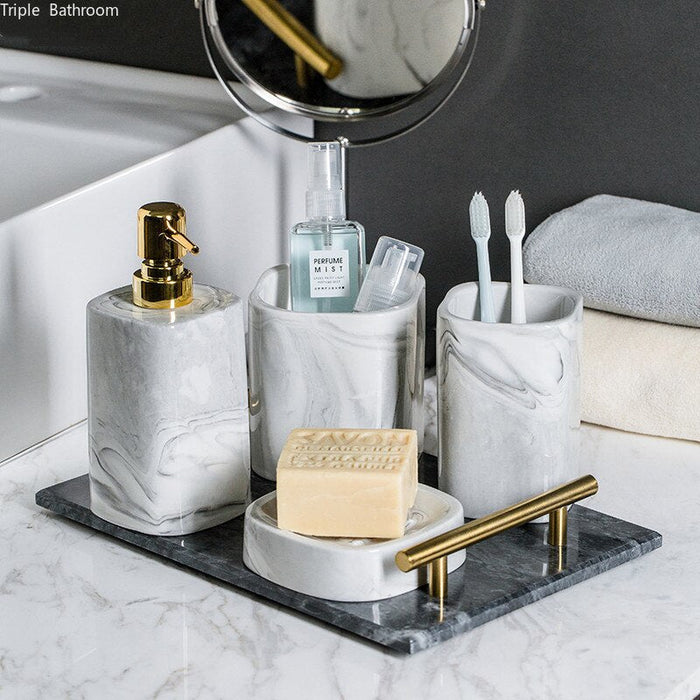 1Pc European Bathroom Wash Set Ceramic Soap Dispenser Perfume Bottle Soap Dish Mouthwash Cup with Tray Home Bathroom Accessories