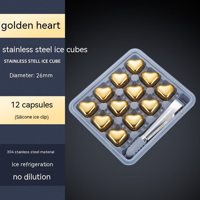 304 Heart-shaped Gold Stainless Steel Ice Cube