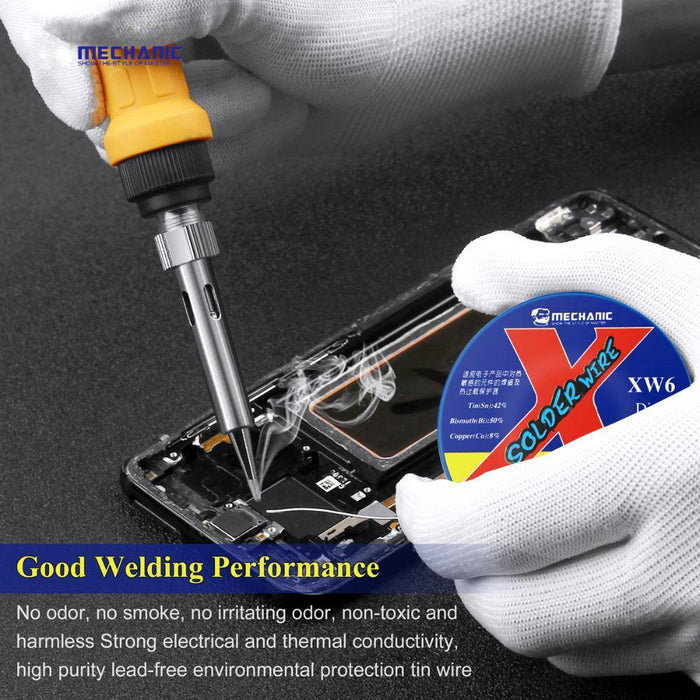 MECHANIC 50g 0.5/0.6mm Rosin Core Lead-Free Solder Wire 138℃ Real Low Melting Point Solder Wire Welding Flux Sn 42%/Bi 50%/Cu 8%