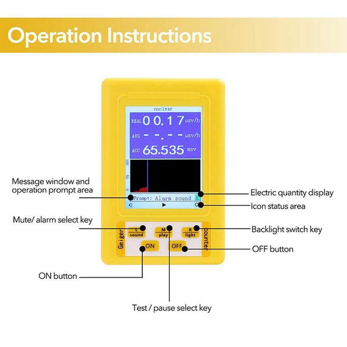 BR-9C 2-In-1 Handheld Portable Digital Display Electromagnetic Radiation Nuclear Radiation Detector Geiger Counter Full-Function