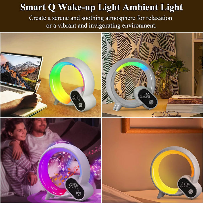 Creative Q Light Analog Sunrise Digital Display Alarm Clock Bluetooth Audio Intelligent Wake-up Q Colorful Atmosphere Light