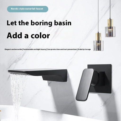 All Copper Nordic Hot And Cold Water Waterfall Concealed Wall Basin Faucet