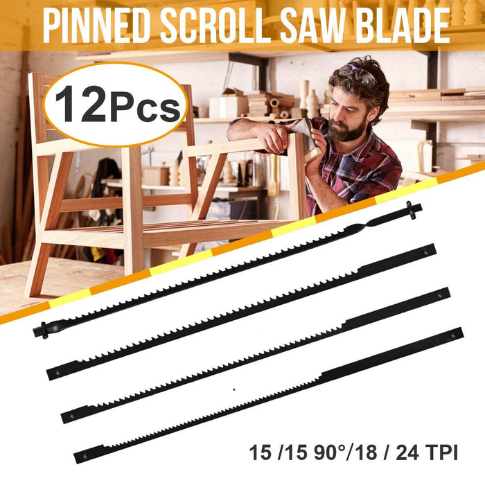 12pcs 105mm Pinned Scroll Saw Blade Set for Wood Cutting Carving