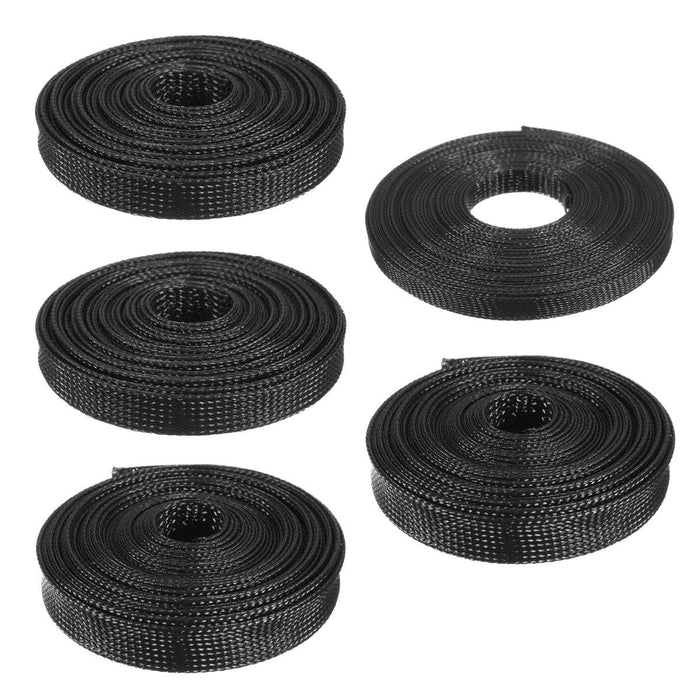 6m 8mm/10mm/12mm/15mm/20mm Wire Cable Sheathing Expandable Sleeving Braided Loom Tubing Black