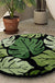 Feblilac Round Tropical Green Leaves Tufted Bath Mat, Monstera Leaf Area Rug