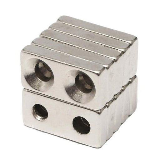 10pcs N35 20x10x4mm Block Countersunk Magnets Neodymium Magnets With 2 Holes