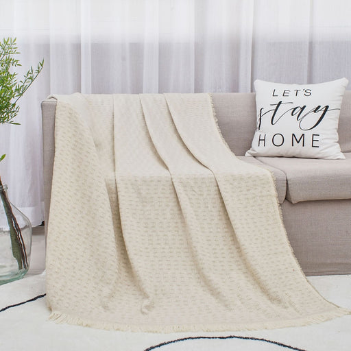 Cotton Linen Plain Class A Simple Ins Style Tassel Blanket