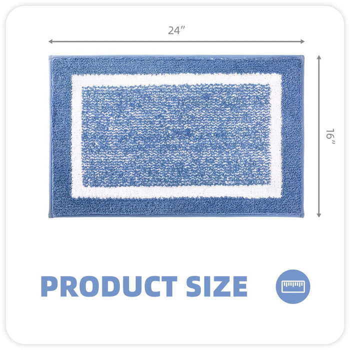 Bathroom Rug, Soft Absorbent Bathroom Mat and Bath Mat, Premium Microfiber Shag Bath Rug Machine Washable (15.7"X24",Blue and White)