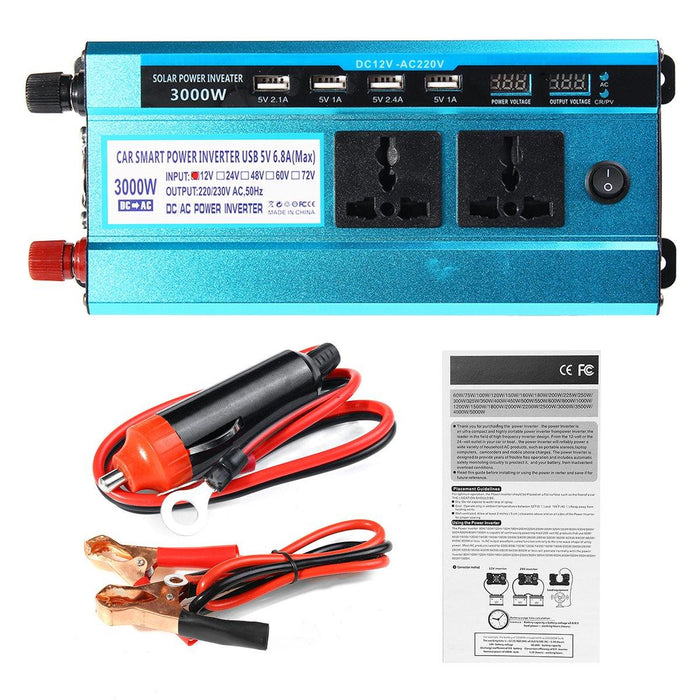 3000W Dual Display Peak Solar Power Inverter Modified Sine Wave Inverter 12V24V48V Power Converter