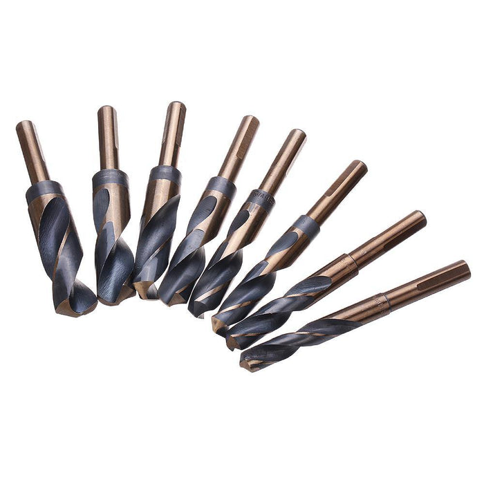 Drillpro 8pcs 1/2 Inch Shank HSS 4241 Twist Drill Bit Set 9/16 to 1 Inch Twist Drill for Wood Metal