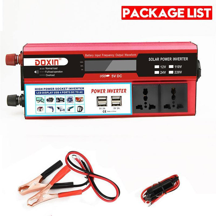 Display 2000W P eak Power Inverter 4USB Digital Inverter DC 12V/24V to AC 220V Modified Sine Wave Car Converter