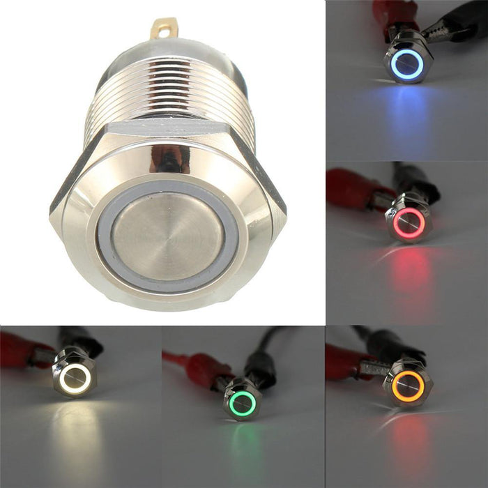 Machifit DC 5V 19mm 4 Pin Momentary Switch Led Light Metal Push Button Waterproof Switch