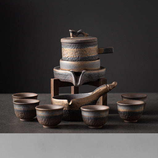 Gilded Iron Glaze Ceramic Tea Set