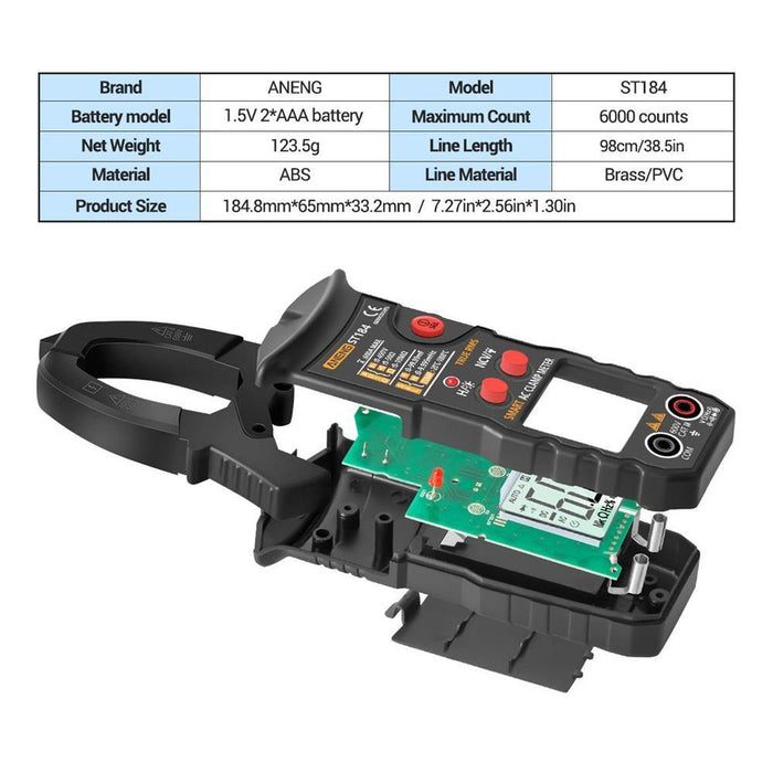 ANENG ST184 Digital Multimeter Clamp Meter True RMS 6000 Counts Professional Measuring Testers AC/DC Voltage AC Current Ohm