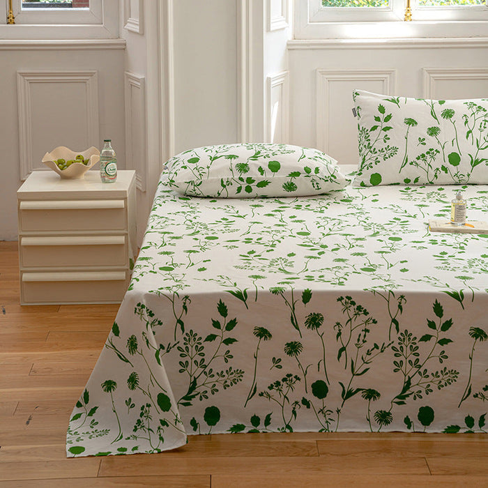 Cotton Printed Bed Sheet Single Item Pastoral Style Flower Single Piece