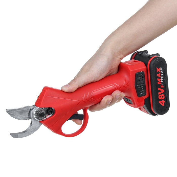 48VF 30mm Cordless Electric Pruning Shears Garden Pruner Scissors Branch Cutter W/ 1 or 2 Li-ion Battery