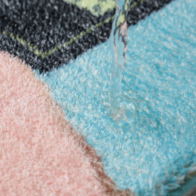 White Flower with Blue Ground Bath Mat