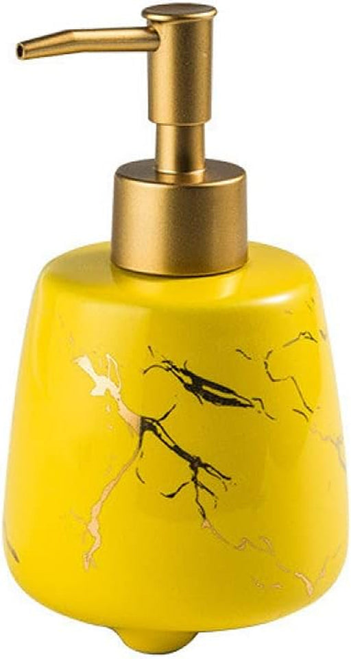 Soap Dispenser Bathroom Ceramic Soap Dispensers Bathroom Countertop Refillable Liquid Bottle Dispenser for Bathroom,Premium,Countertop, Kitchen, Hotel,Hand Soap Dispenser (Yellow)