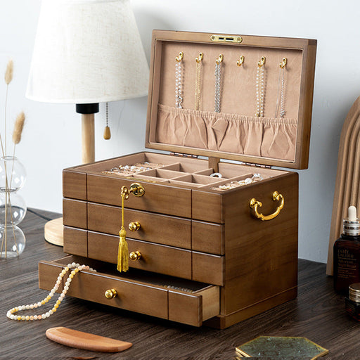 Double Handle Solid Wood Storage Jewelry Box