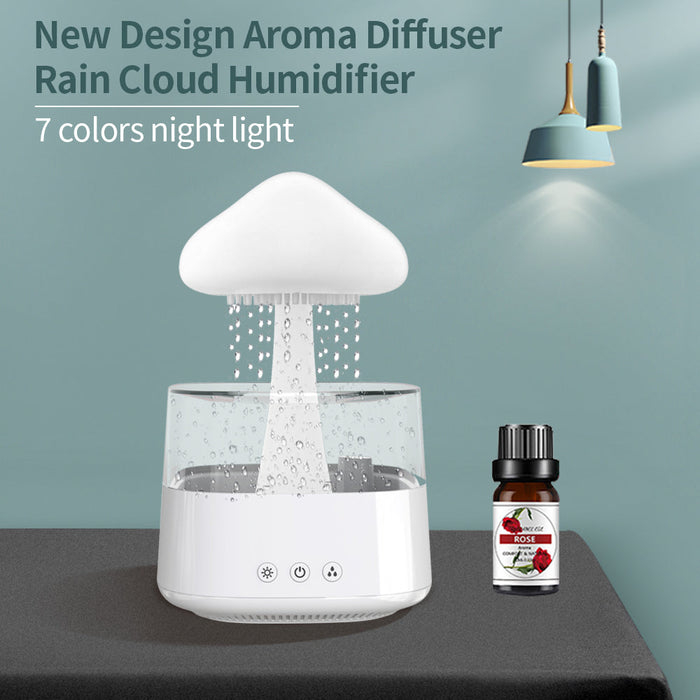 Factory Wholesale New Rain Cloud USB Humidifier Water Drip Mushroom Rain Cloud Diffuser Water Drop Sound Aroma Lamp For Household
