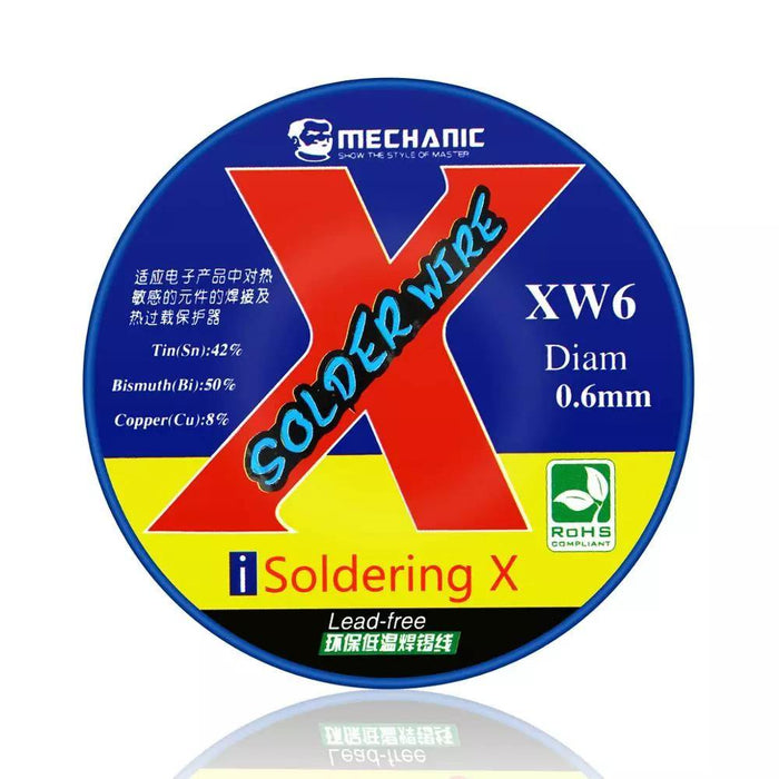 MECHANIC 50g 0.5/0.6mm Rosin Core Lead-Free Solder Wire 138℃ Real Low Melting Point Solder Wire Welding Flux Sn 42%/Bi 50%/Cu 8%