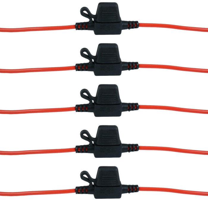 5pcs In Line Standard Blade Fuse Holder Splash Proof for 12V 30A Fuses Car Bike