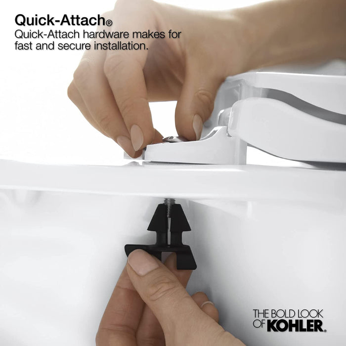 K-4636-7 Cachet Elongated, Grip-Tight Bumpers, Quiet-Close Release Hinges, Quick-Attach Hardware, No Slam Toilet Seat, Black