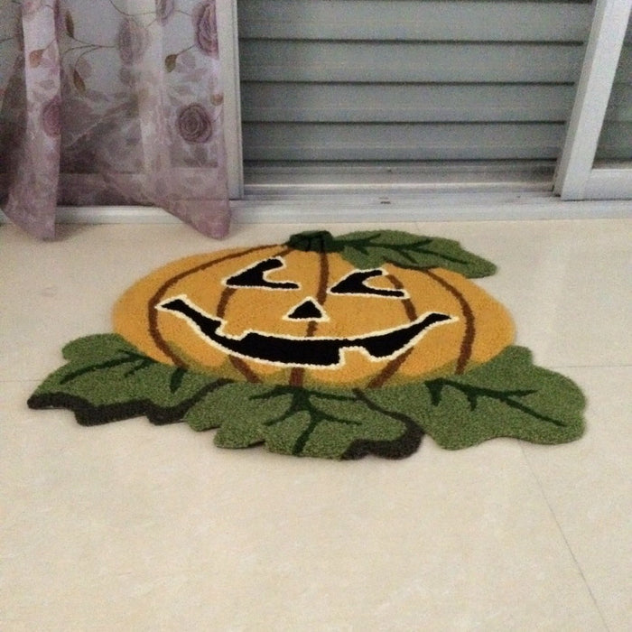 Halloween Pumpkin Rug for Bathroom, Cute Soft Cartoon Skull Door Mat, Pumpkin Man Carpet for Bedroom