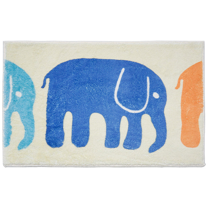 Blue and Orange Elephant White Mat