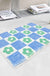 Blue Green Check Flower Bath Mat