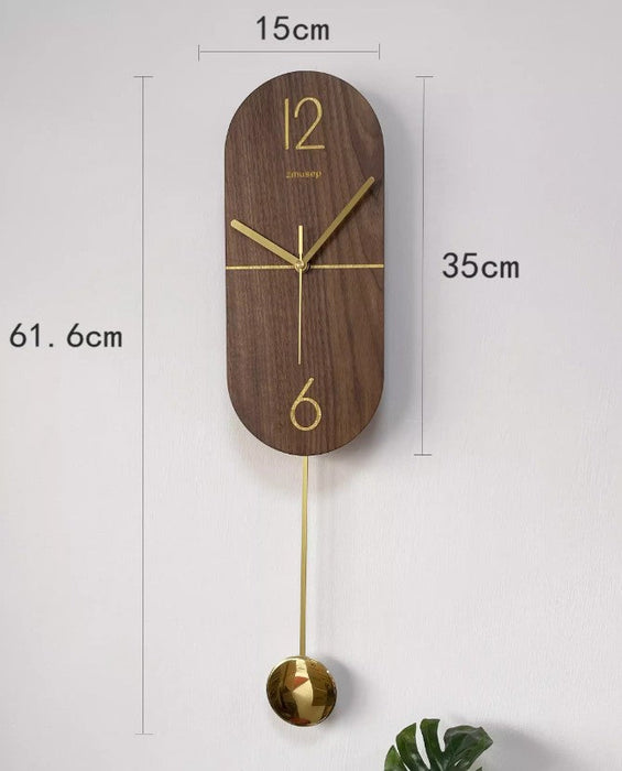 Creative Art Walnut Wooden Noiseless Hanging Clock