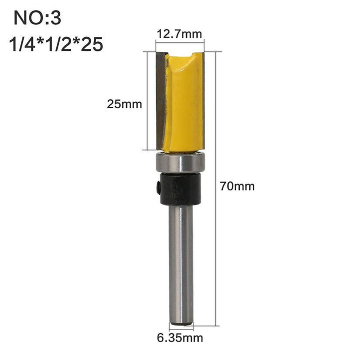 1/4 Inch Shank Mortise Template Flush Trim Pattern Router Bit Set Milling Cutter