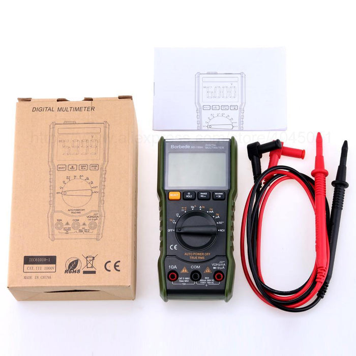 Borbede 168A  Digital Multimeter 6000 Count DC AC Capacitance Resistance Square-wave Output Mini Tester