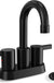 4 Inch 2 Handle Centerset Matte Black Lead-Free Modern Bathroom Faucet, 360 Swivel Spout 2-3 Hole RV Bathroom Vanity Sink Faucet with Pop up Drain and Water Supply Lines，Bf015-1-Mb