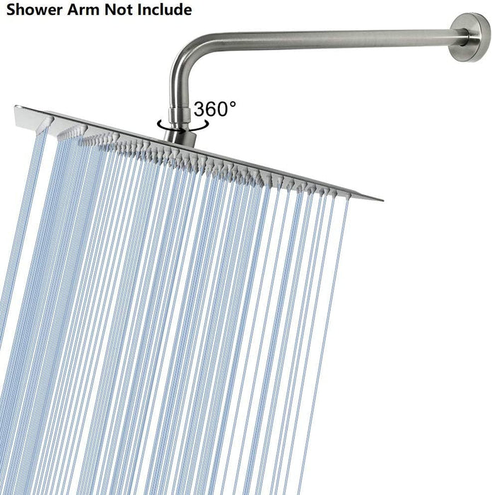 Rain Shower Head,  High Flow Stainless Steel Square Rainfall Showerhead, Waterfall Bath Shower Body Covering, Ceiling or Wall Mount (12 Inch, Brushed Nickel)