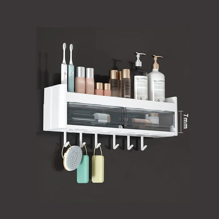 Bathroom Wall Mounted Shelf Multifunctional Toiletries Storage Rack Kitchen Seasoning Bottle Storage Rack Cosmetics Organizer