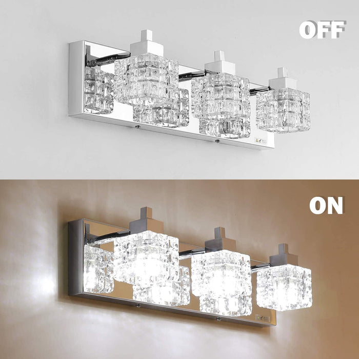 Bathroom Vanity Light Fixtures, Modern Bathroom Lights over Mirror 3 Lights Vanity Light 19Inches Crystal Vanity Light Fixture