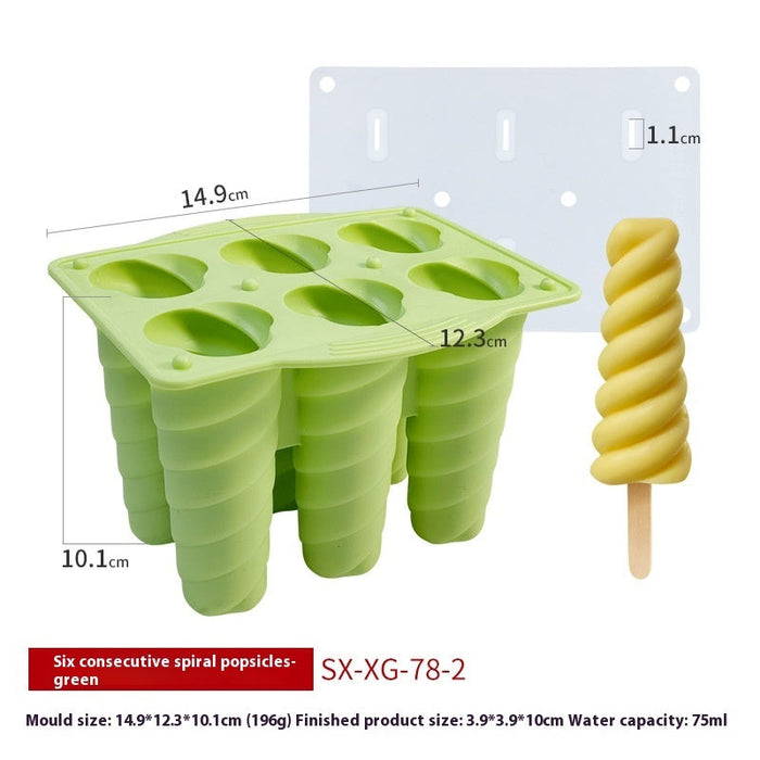 6-piece Spiral Ice Cream Silicone Food Grade Mold