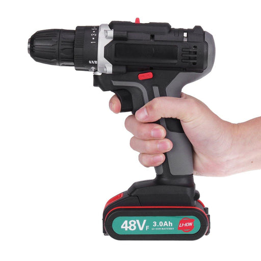 520N.m. 48V Cordless Electric Drill Driver 3/8'' Chuck Rechargeable Power Drill W/ 2pcs Battery