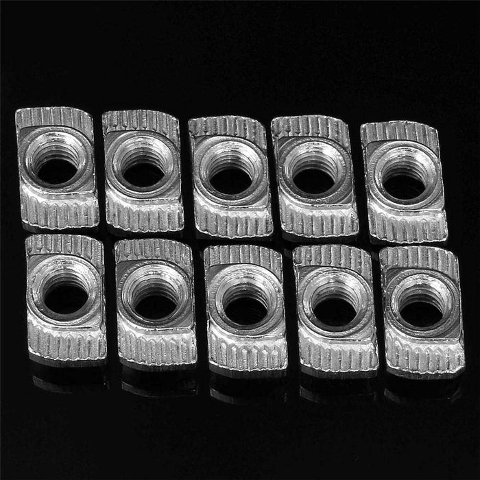 Drillpro 100pcs M5 Hammer Nut Nickel Plated Carbon Steel Aluminum Connector T Fastener Sliding Nut